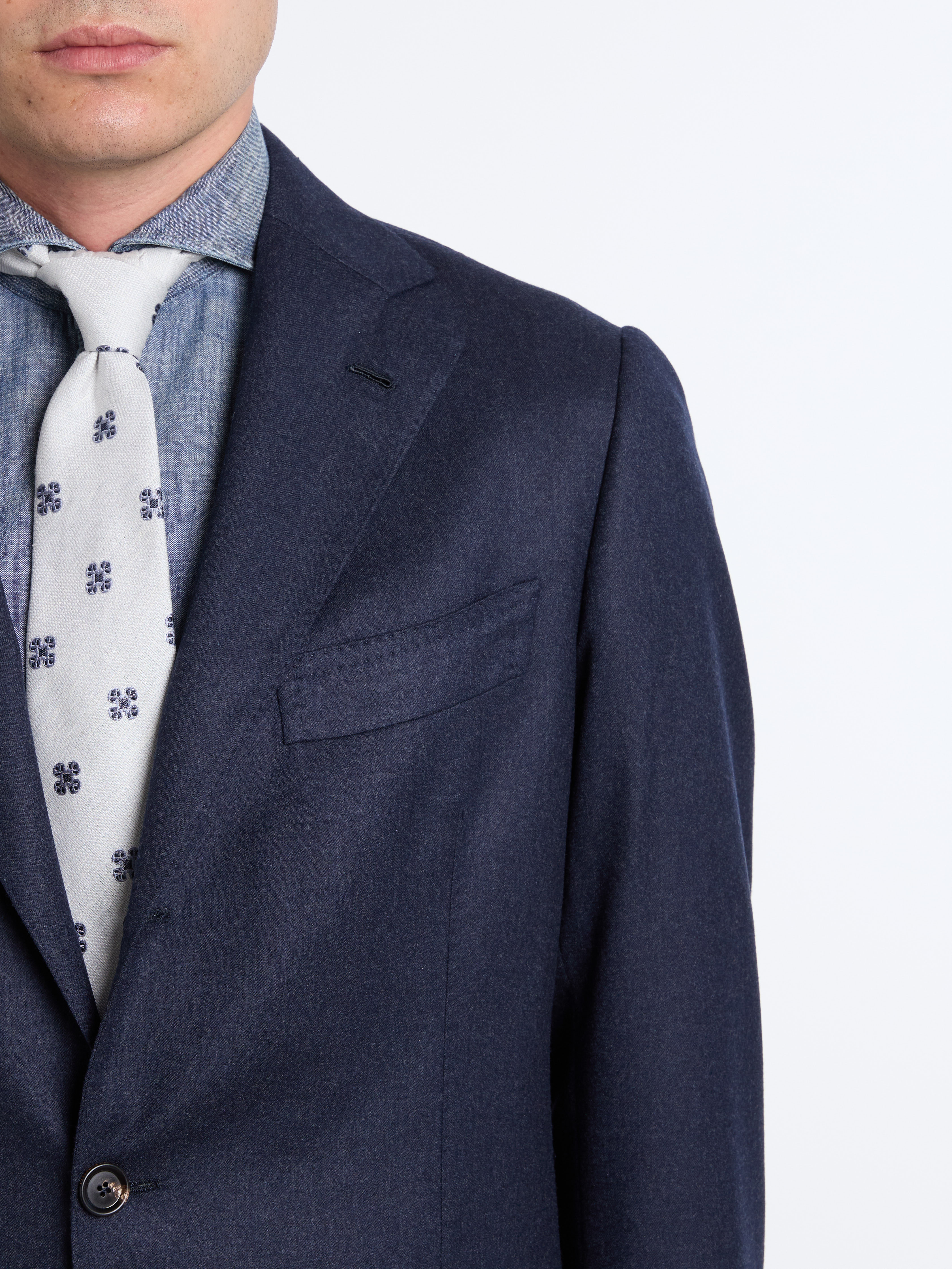 SINGLE-BREASTED PURE WOOL SUIT - BLUE - LUIGI BORRELLI - NAPOLI